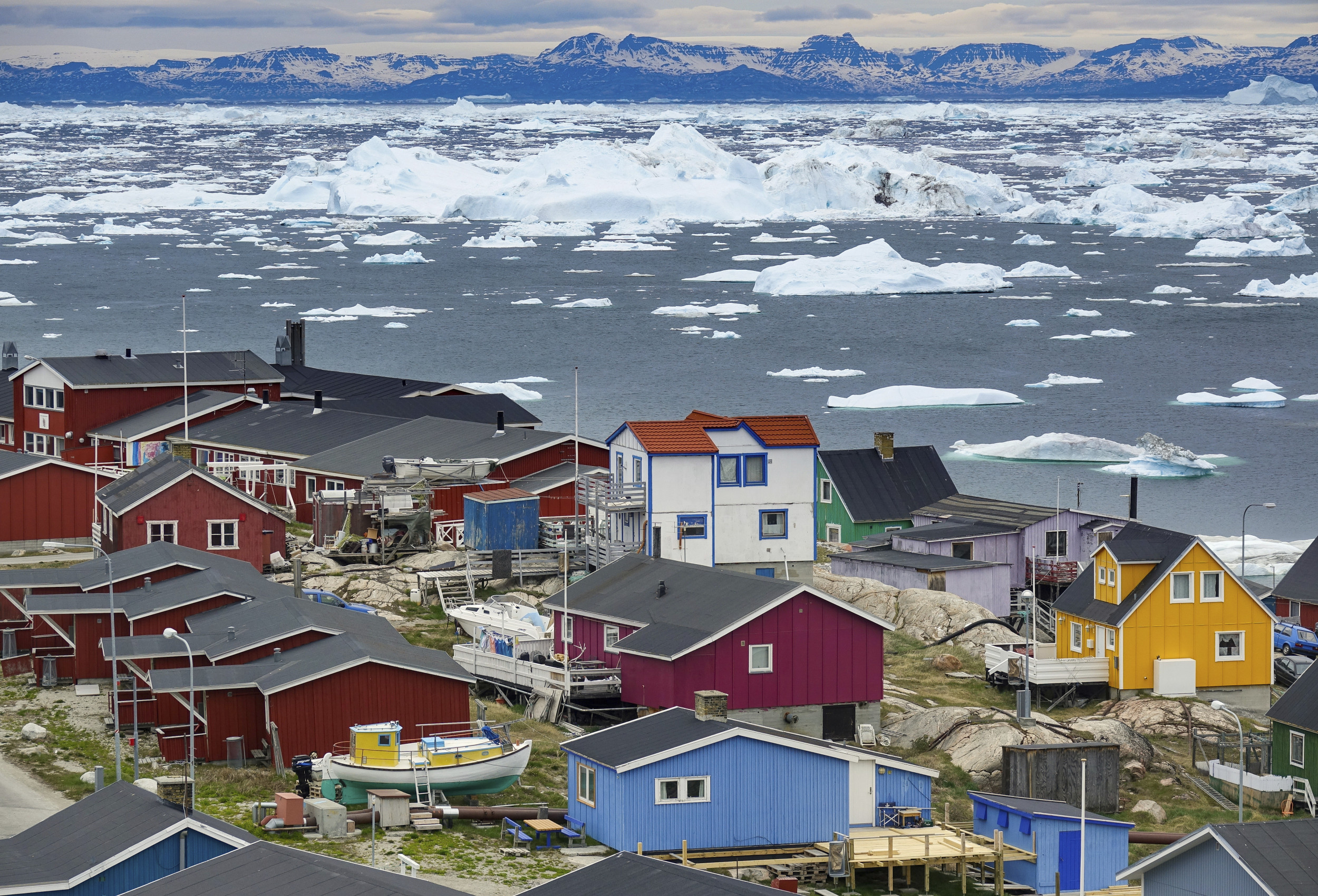 Colorful houses of the coastal town of Ilulissat in western Greenland. (AP)